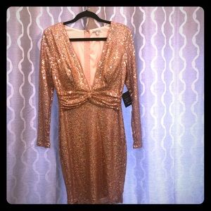 Rose Gold cocktail dress.
